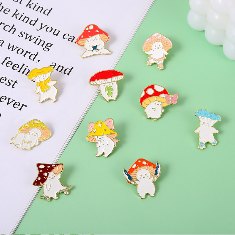 Cartoon Style Mushroom Alloy Enamel Unisex Brooches display picture 5