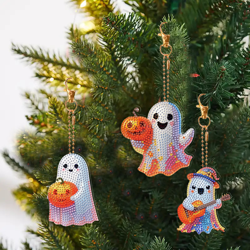 DIY Diamond Painting Keychain, Double-Sided Cartoon Bag Pendant, Cross-Border Crystal Sticker Christmas Pendant Wholesale