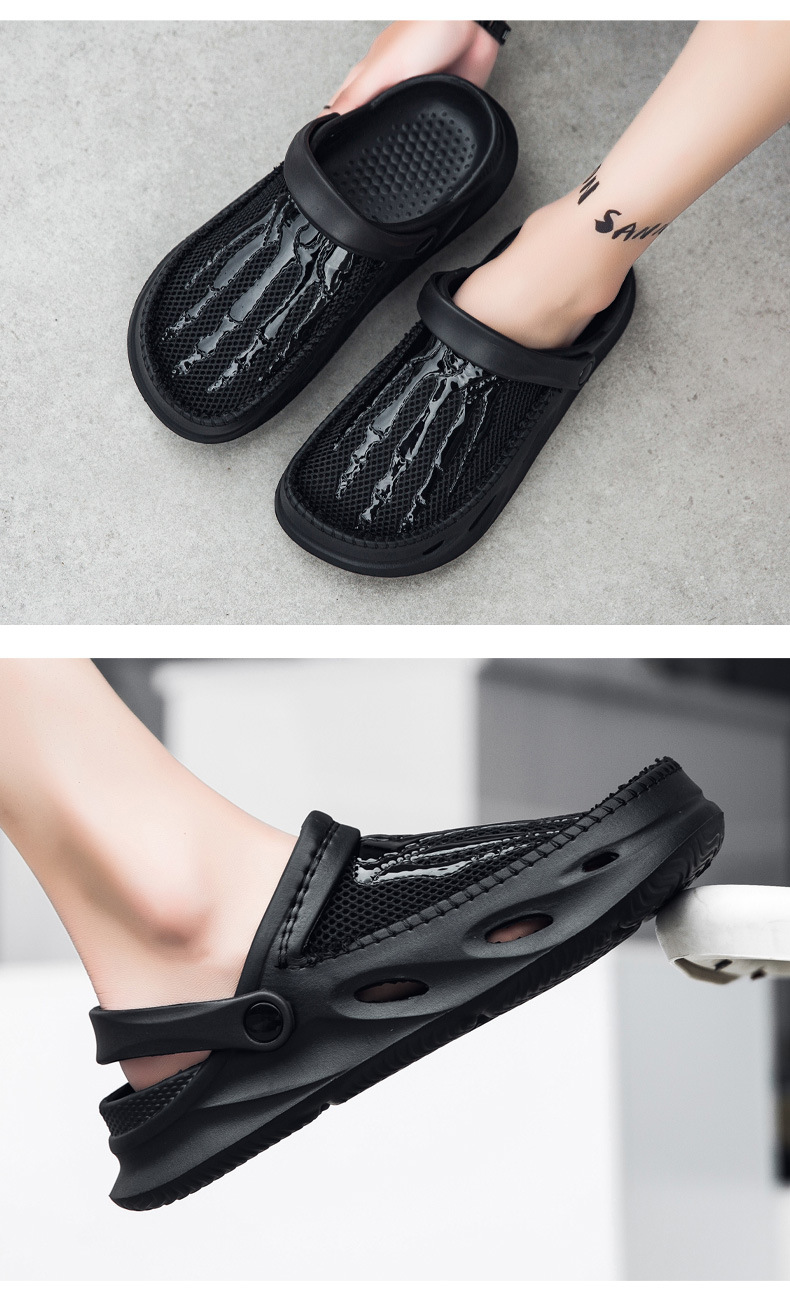 Ademende mesh clogs voor heren antislip outdoor slippers_voghion.com