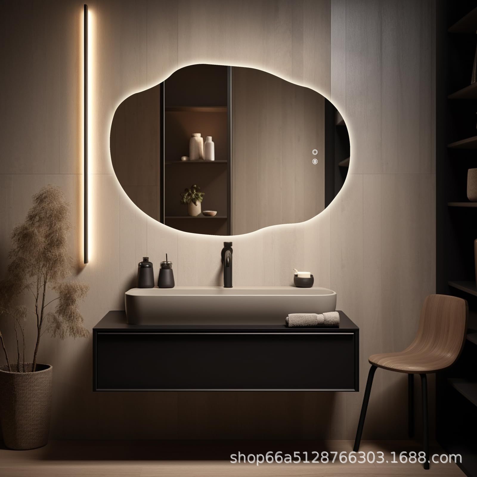 Espejo de maquillaje LED inteligente de patata tipo pared de lujo ligero espejo de tocador espejo de baño dormitorio de alta gama con espejo de lámpara