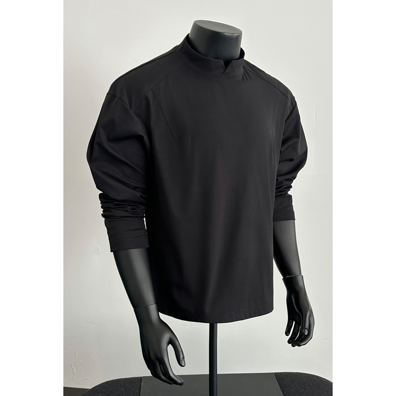 Small V-neck Patchwork Boxy Long-sleeve T-shirt For Men, 2026 Spring Oversize Plus-size Sports Fitness Stylish Hoodie_voghion.com