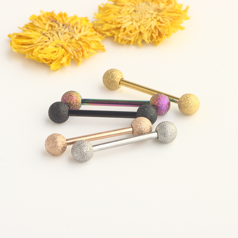 Peach Heart Rose Gold Stainless Steel Tongue Barbell for Oral Piercing detail image 9