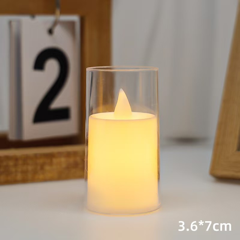 Vela electrónica LED Luz de vela electrónica Adornos Vaso de cristal de simulación Cumpleaños Accesorios de boda creativos Luz larga