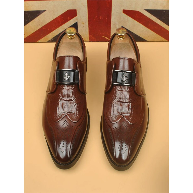 Кожаные туфли мужские платья Британские ножки резные деловые педали дышащая повседневная обувь мужские остроконечные