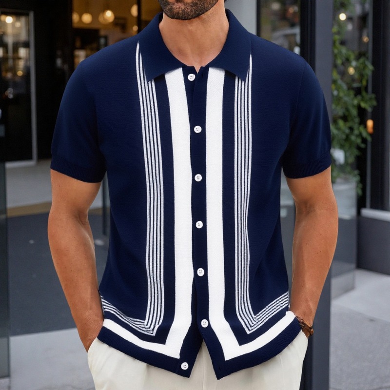 アマゾンの外国貿易のメンズの夏の新型のストライプの襟のニットの半袖のビジネスのpoloのシャツの男性のsy0143|undefined
