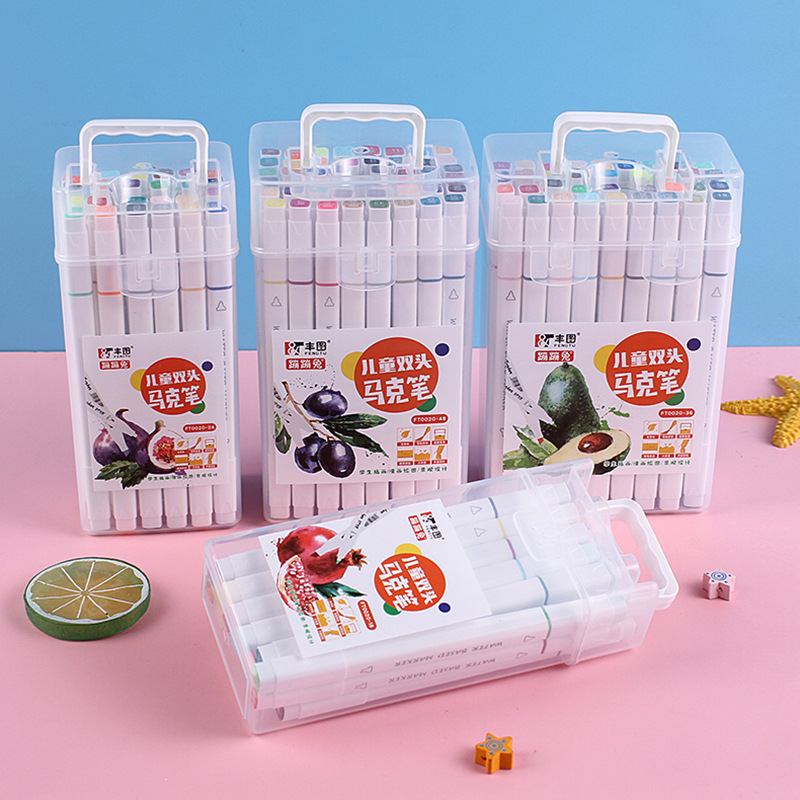 Fengtu double-headed marker pen water-based marker pen wholesale primary school student painting pen 24 colors 48 colors art supplies