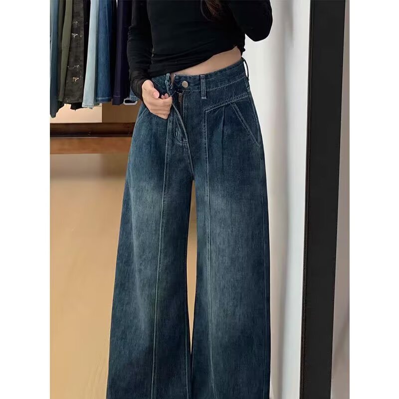 Pear-Shaped Body Straight-Leg Jeans for Women, New Spring and Summer Fashion Trend, High-Waisted, Plus-Size, Loose Wide-Leg Pants Pear-Shaped Body Straight-Leg Jeans for Women, New Spring and Summer Fashion Trend, High-Waisted, Plus-Size, Loose Wide-Leg Pants