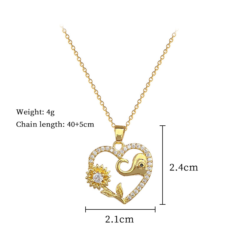 Collana elegante con girasole e elefante per donna argento_voghion.com