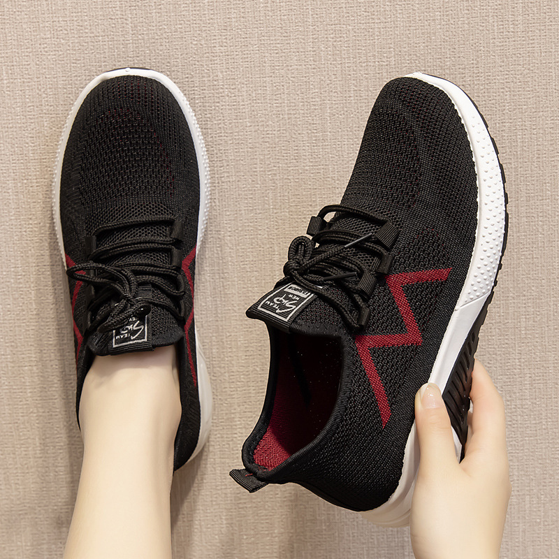 Zapatos Deportivos Casuales Transpirables para Mujer, Primavera 2024, Zapatos Deportivos de Punto, Fabricante de Zapatos para Mujer, Venta al por Mayor, Parte Superior Baja, Transpirables y Cómodos