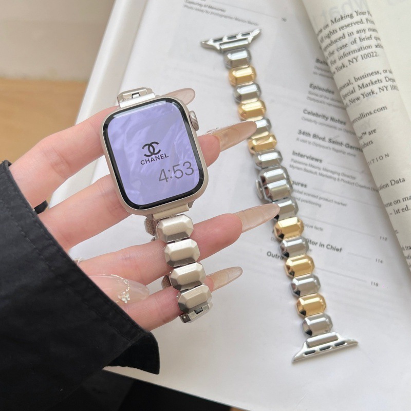 Suitable for applewatch Apple Watch Band iwatch9876 Generation SE Butterfly Buckle Metal Strap for Women