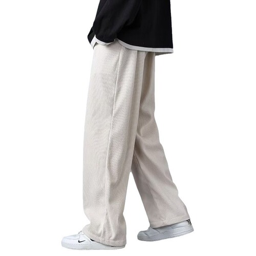 Premium-Feel Corduroy Casual Pants for Men: Autumn/Winter Chenille Wide-Leg Trousers in Solid Colors, Versatile Design with Adjustable Drawstring, Straight Fit—Perfect for Cross-Border Fashion