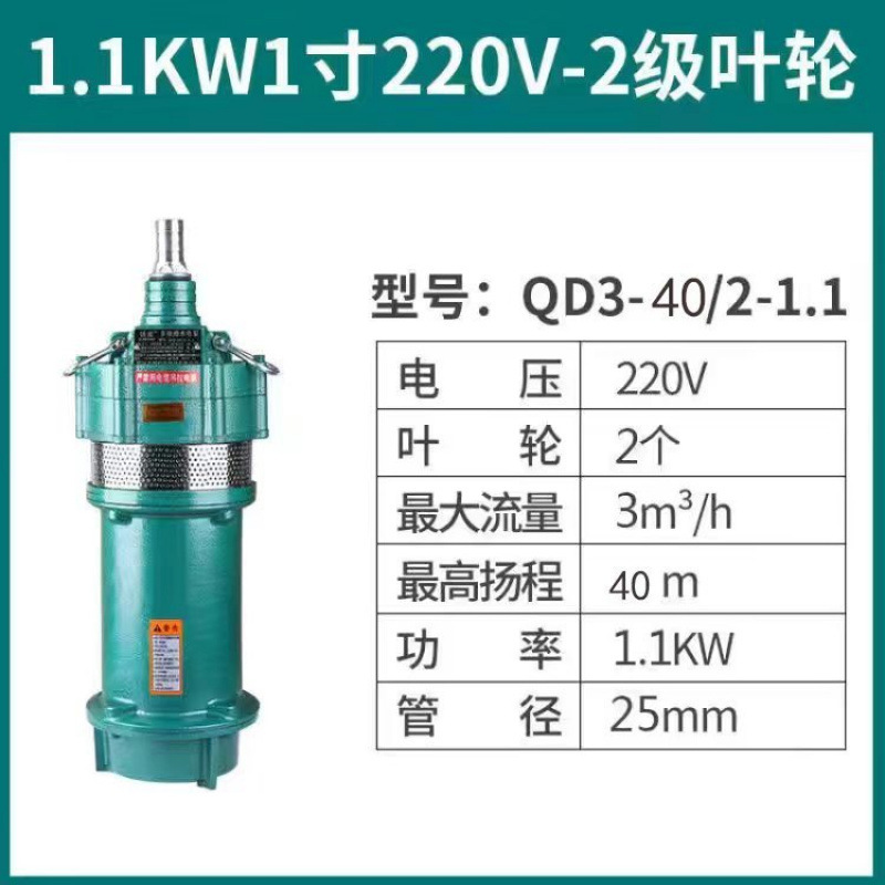 Bomba sumergible QD multietapa doméstica 220v alta elevación inmersa en aceite ratón bomba de pozo profundo bomba de riego agrícola 380v