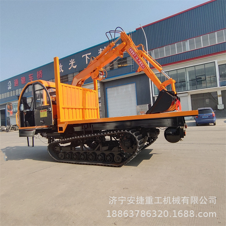 3+2旋转履带抓木机 多功能爬山虎抓运车 8吨橡胶履带随车抓