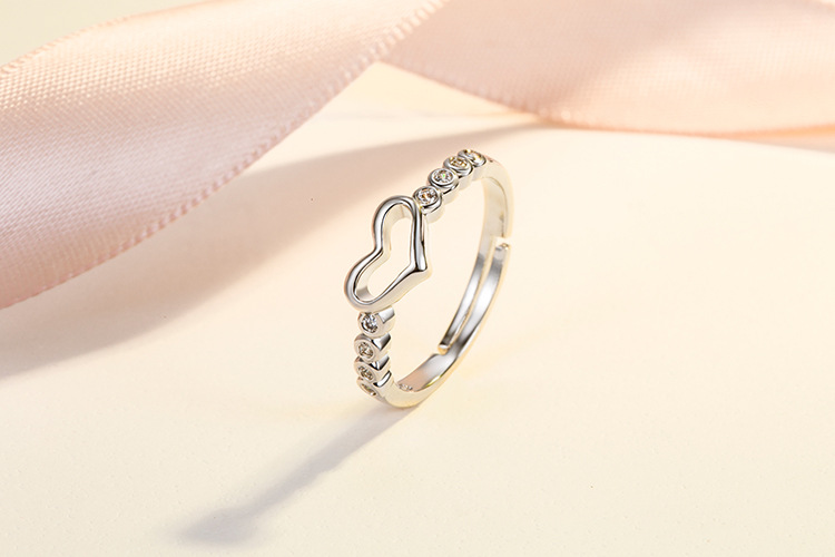 Korean full zircon heart simple heartshaped zircon index finger ring jewelrypicture3