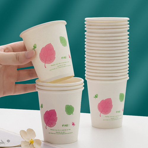 50 disposable paper cups, thickened 250ml virgin wood pulp water cup, coffee juice, milk tea, hot drink cup wholesale