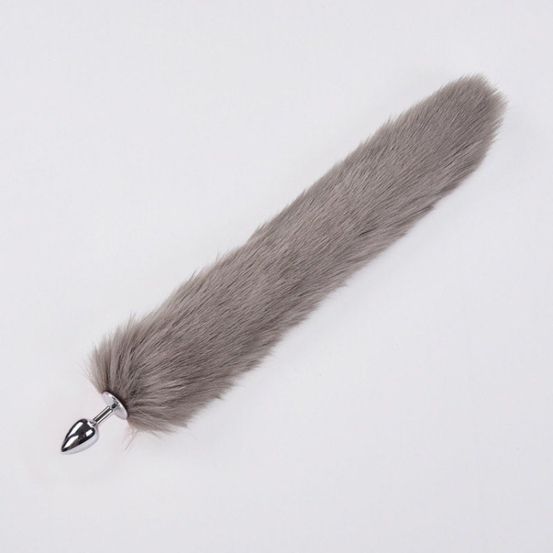 Stainless Steel Fox Tail Anal Plug with Pull Beads for SM Role Play — detail image 7