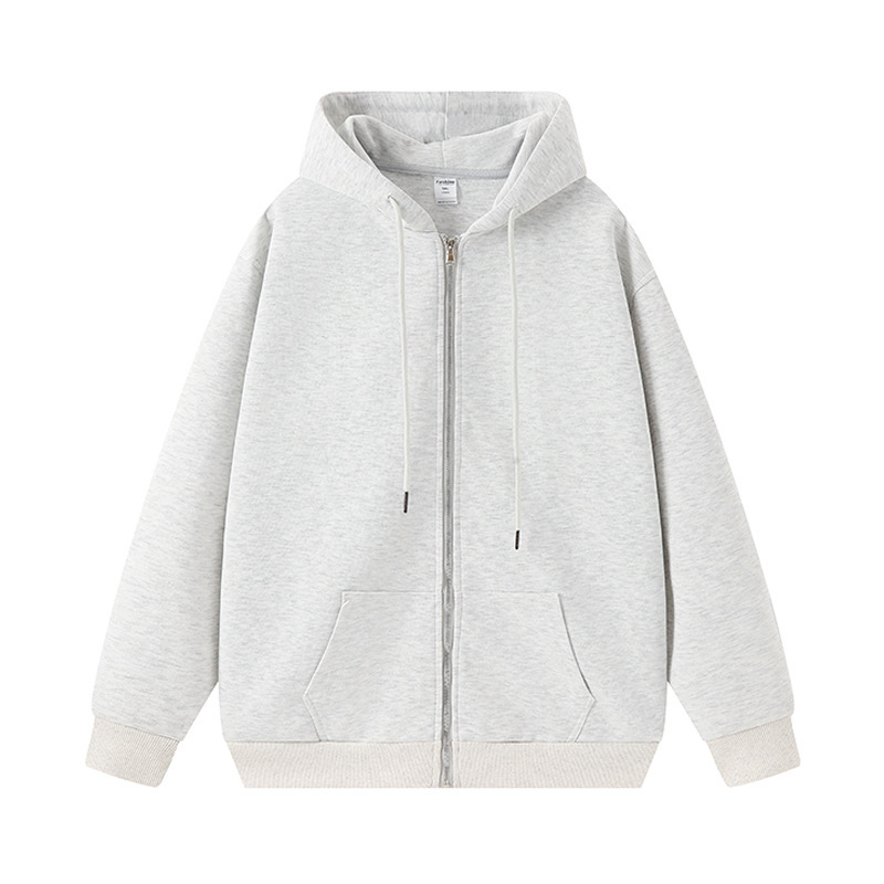 2024 Spring and Autumn Hooded Cardigan Sweatshirt American Couple All-match Solid Color Trendy Brand Hooded Jacket Custom Pattern Logo 2024 Spring and Autumn Hooded Cardigan Sweatshirt American Couple All-match Solid Color Trendy Brand Hooded Jacket Custom Pattern Logo