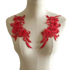 Bridal dress floral multi-color collar 3D embroidery lace hollow edge decoration sewing clothing accessories components