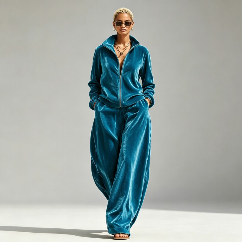 2026 Amazon Best-Selling Women's Clothing: New Autumn/Winter Casual Solid Color Gold Velvet Stand Collar Pants Set 2026 Amazon Best-Selling Women's Clothing: New Autumn/Winter Casual Solid Color Gold Velvet Stand Collar Pants Set