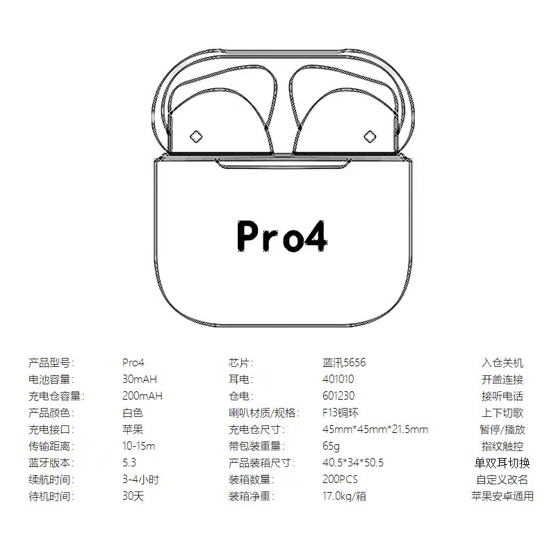 TWS Bluetooth ヘッドセット PRO 第 2 世代、第 3 世代、第 4 世代、第 5 世代のフル機能を備えた高機能を越境供給|undefined