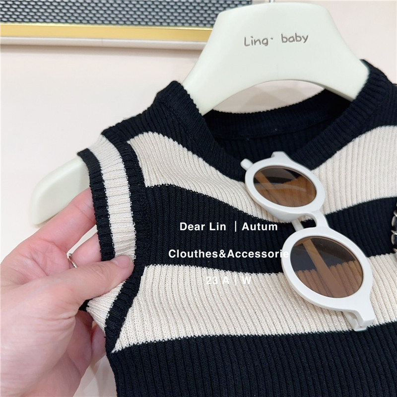 Salty Lime siete niños ropa de bebé niña vestido de los niños correa sin mangas interior de moda delgada falda de chaleco a rayas