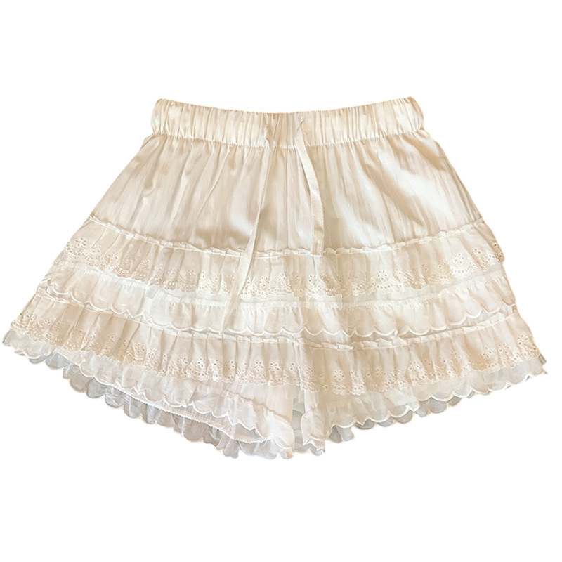 All-Match Lace-Trim Cake Culottes Skirt Women's 2025 New Summer Pants Thin Stretch Waist White Shorts All-Match Lace-Trim Cake Culottes Skirt Women's 2025 New Summer Pants Thin Stretch Waist White Shorts