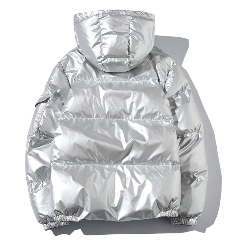 2022 invierno brillante abrigo de algodón acolchado para hombres y adolescentes corto más tamaño abrigo de pan con capucha moda suelta Chaqueta de algodón acolchado brillante para hombres