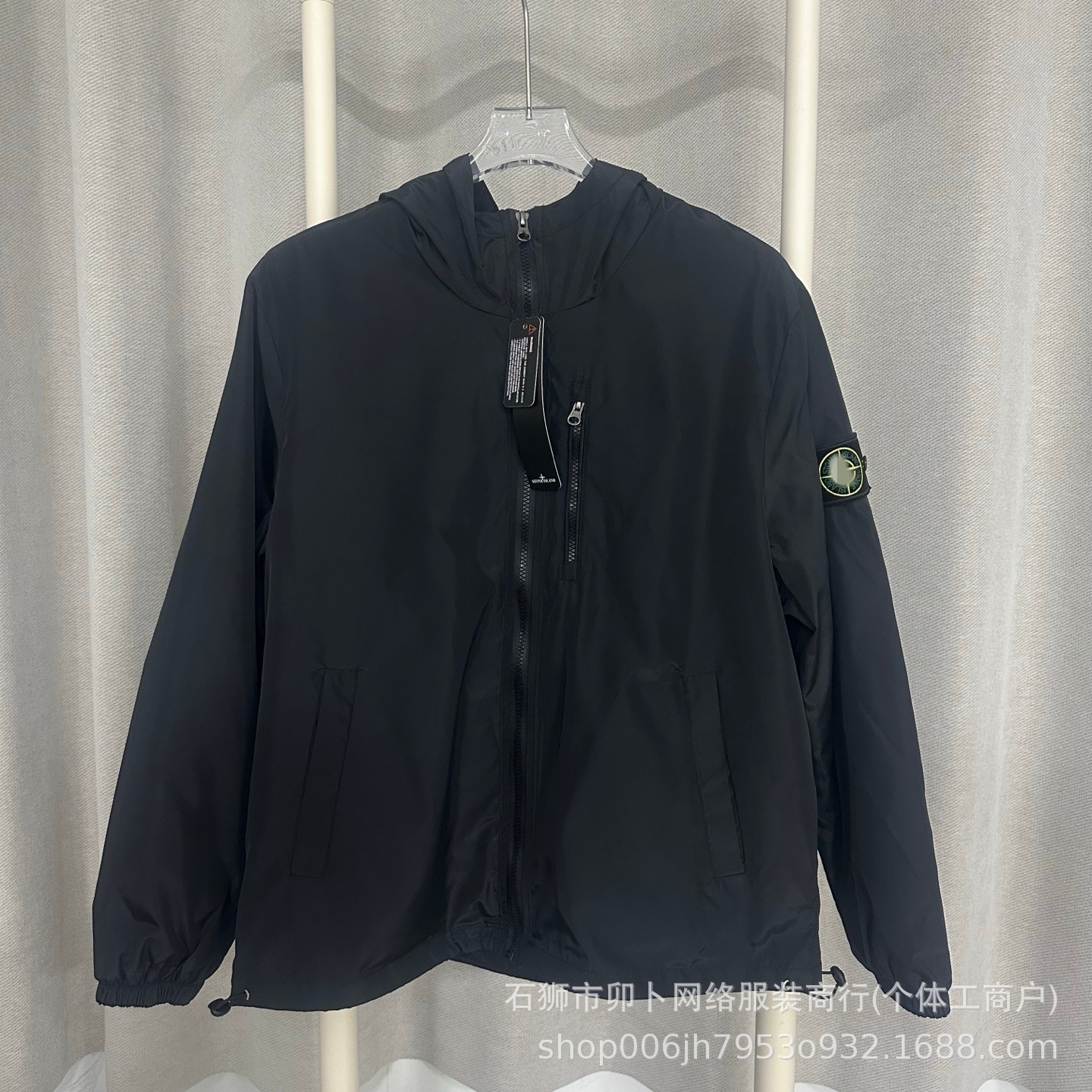 Transfronterizo ST25SS chaqueta con cremallera encapuchada de moda masculina manga chaqueta casual de color sólido edición de comercio exterior