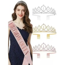 生日birthday girl肩带 皇冠女孩礼仪带生日快乐派对皇冠饰品批发
