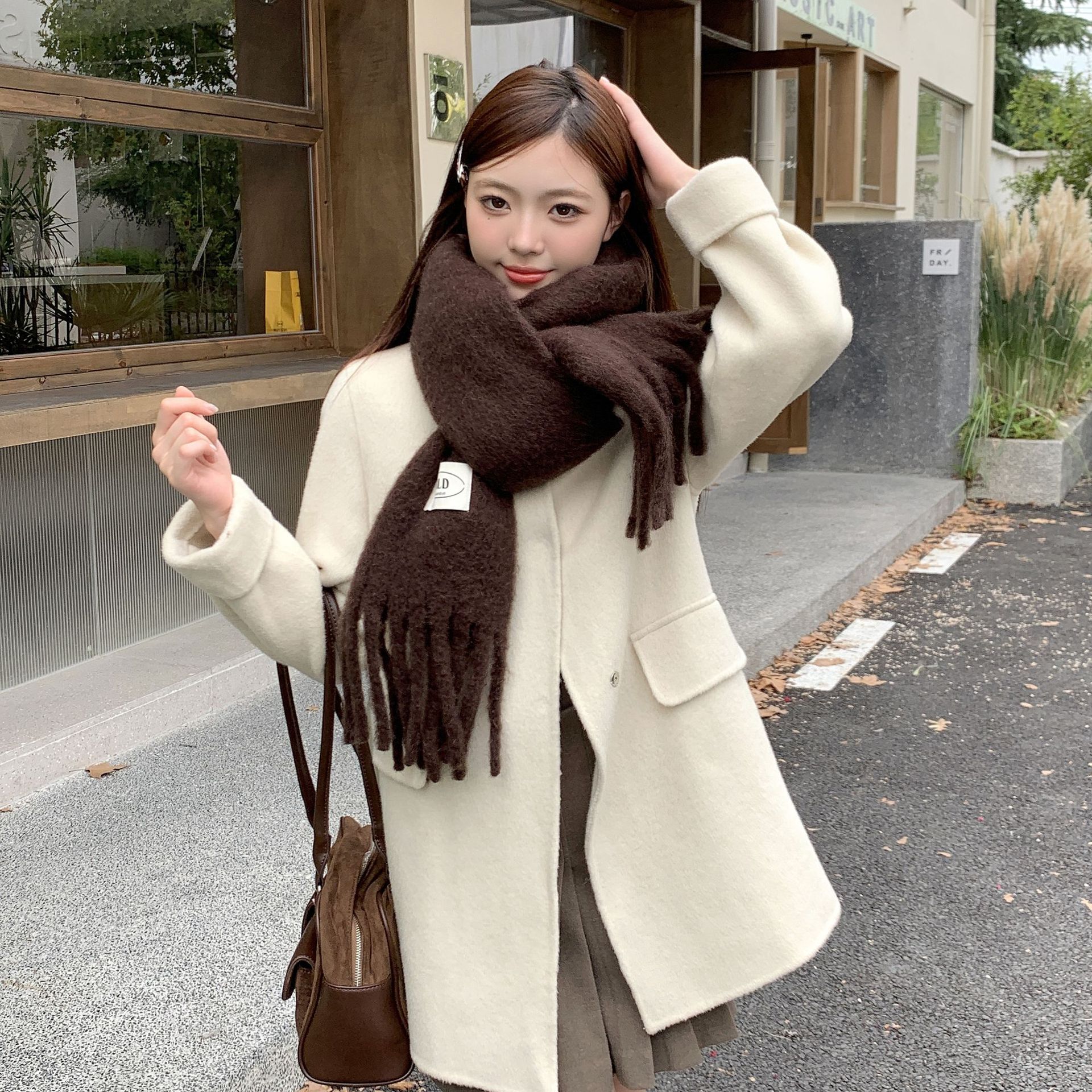 2024 nuevo bufandas de color sólido para mujeres dopamina japonesa versátil pareja de estudiantes collares de invierno grueso mantel cálido