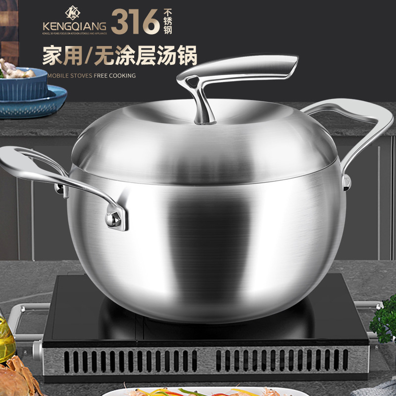 316 acero inoxidable hogar grueso horno electromagnético estofado de gas especial profundización horno de cocción sin recubrimiento