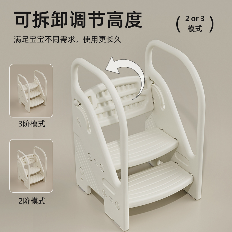 宝宝洗手台阶凳儿童洗漱台踩脚凳卫生间增高凳幼儿扶手楼梯垫脚凳|undefined