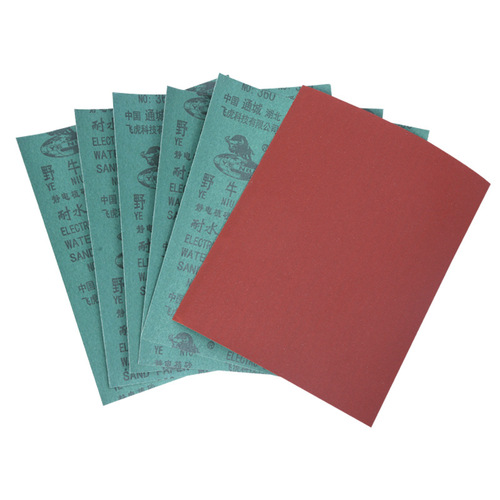 Sandpaper wholesale bison brand water-resistant red sandpaper brown corundum water-milled red sandpaper polishing sandpaper water-resistant sandpaper