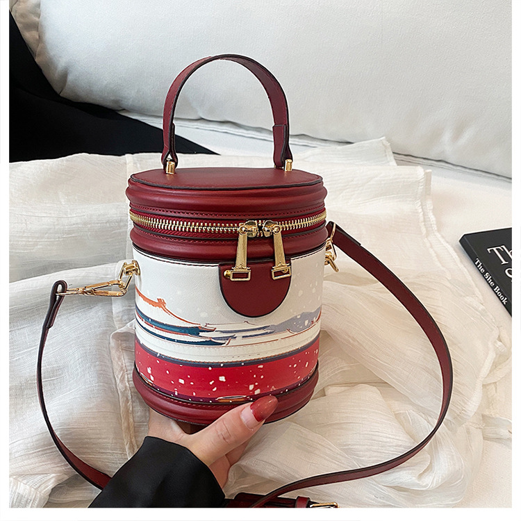 Bolsa tiracolo de balde com graffiti para mulher estilo coreano_voghion.com