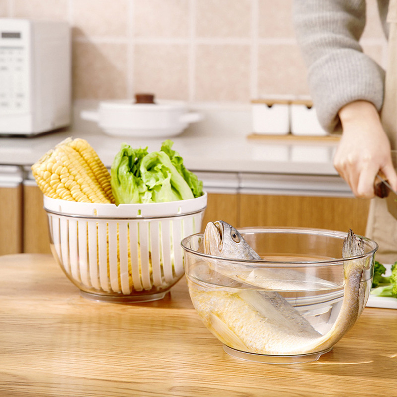 Kitchen Salad Vegetable Dehydrator Household Vegetable Washing And Spinning Artifact Dryer Drain Basket Manual Water Spin Dryer