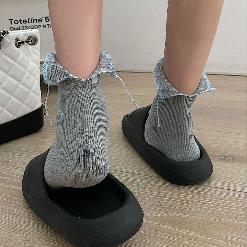 AMUSIVE Relaxation Designer's Rear Split Line Stacked Socks Refined Japanese Cotton Socks Vintage Mid-tube Socks