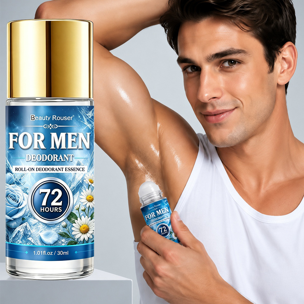 Cross-border men's 72-hour long-lasting fresh deodorizing essence, moisturizing and refreshing formula, say goodbye to odor problems