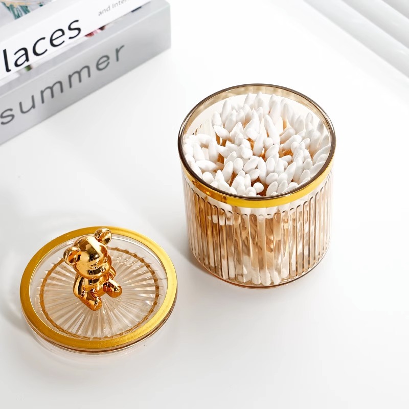 Luz de lujo multifuncional hisopo de algodón cosmético caja de algodón caja de almacenamiento hogar sellado frasco tubo de almacenamiento caja de hilo dental