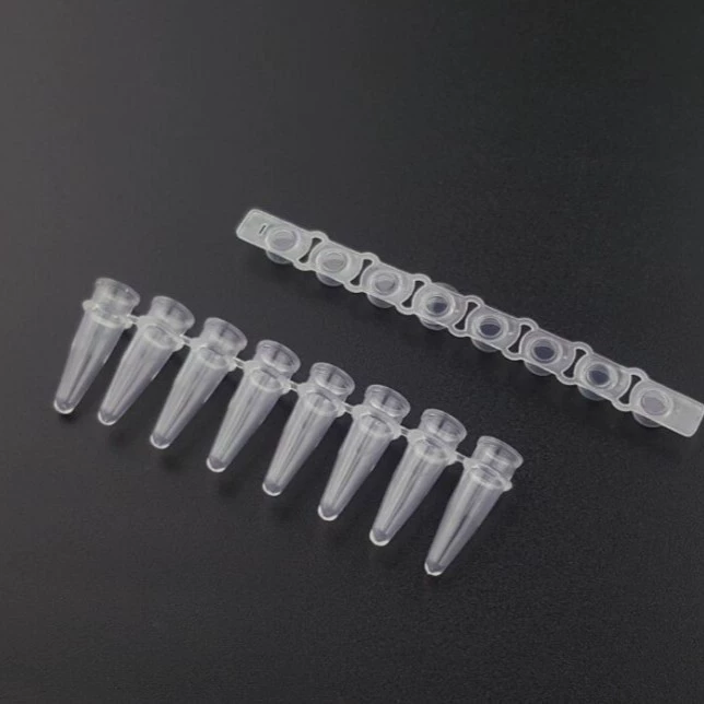 Восемь тюбиков, 8 тюбиков, 0,1 мл, 0,2 мл, плоская крышка, 200 комплектов/уп, 12 рядов