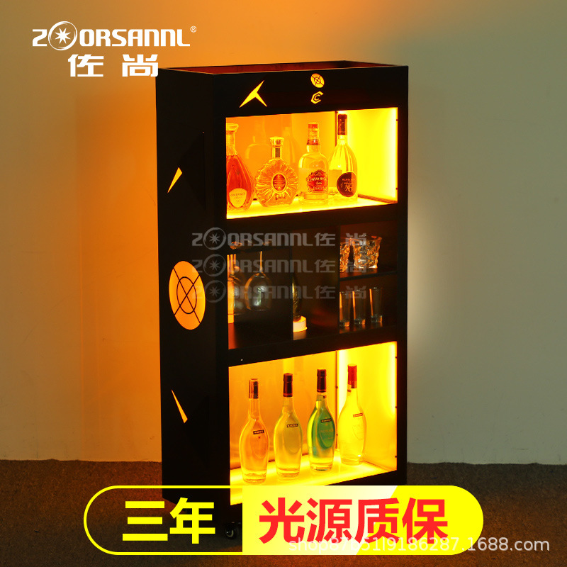 Zuoshang Bar emisor de luz melocotón negro un gabinete de vino Champagne LED vitrina de vino extranjero espectáculo nocturno KTV vino móvil gabinete de champán