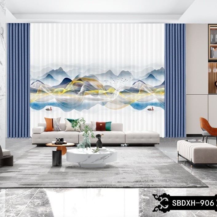 2023 Translucent and impermeable man gauze curtain New Chinese…