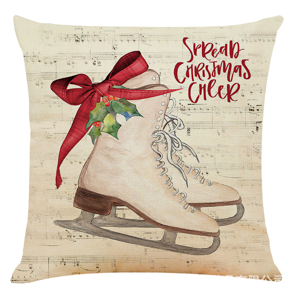 亚马逊 跨境新款艺术圣诞棉麻抱枕套 汽车抱枕家居沙发靠垫可定制