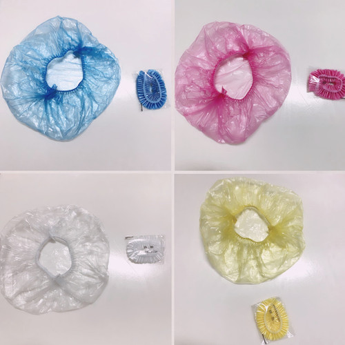 Disposable shower cap, individual packaging, pink, blue, yellow, striped, waterproof, hotel, beauty salon shower cap