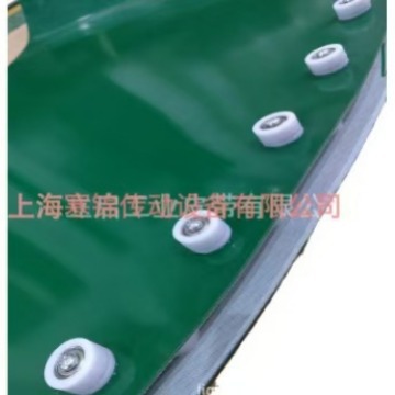 蓝色PU180度冷却线皮输送带 360度转弯机皮带 90度转弯机