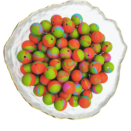 New solid color silicone beads DIY beads baby teething bracelet round beads teether necklace bracelet jewelry accessories