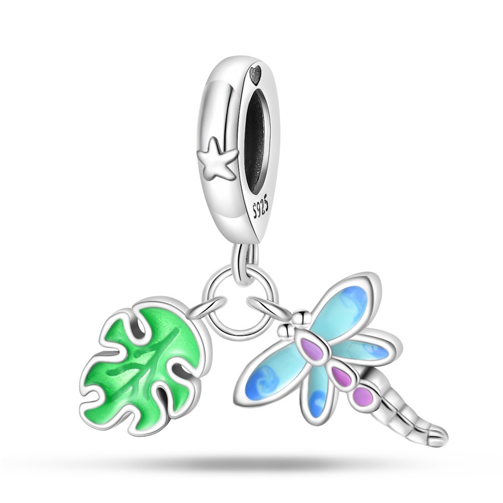 1 Piece 925 Sterling Silver Leaves Dragonfly Butterfly Pendant display picture 1