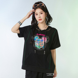 Thirteen lines wholesale plus size women's summer new T-shirt women's short sleeve hooded t printed embroidered fashion women's T-shirt