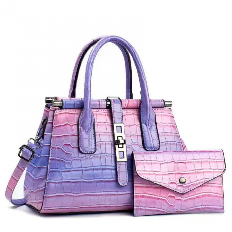 Dos piezas de paquete de bolsos de mano con patrón de cocodrilo, bolsos de hombro de temperamento versátil, mochila de moda casual, cross-border bgas