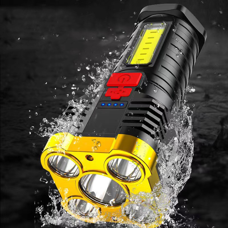 Strong light 5-core flashlight Cross-border USB rechargeable patrol light Multifunctional portable emergency searchlight