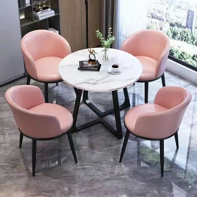 ミルクティーショップ、カフェ、ケータリングショップ、商談テーブルと椅子の組み合わせ、北欧のレセプション、カジュアルな営業所、小さな丸テーブル|undefined
